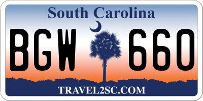 SC license plate BGW660