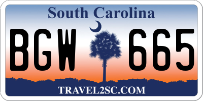 SC license plate BGW665