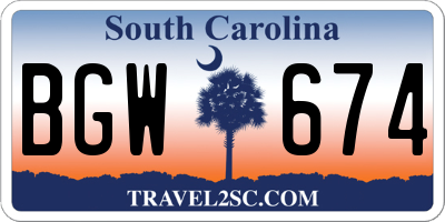 SC license plate BGW674