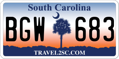 SC license plate BGW683