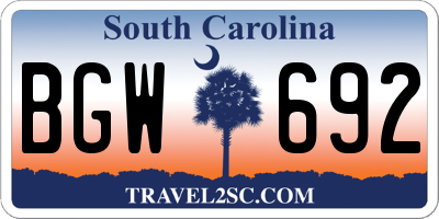 SC license plate BGW692