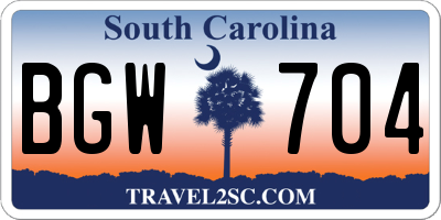 SC license plate BGW704