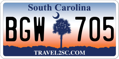 SC license plate BGW705