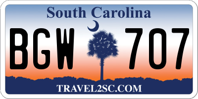 SC license plate BGW707