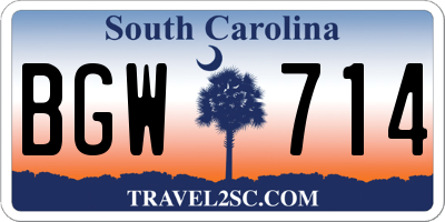 SC license plate BGW714