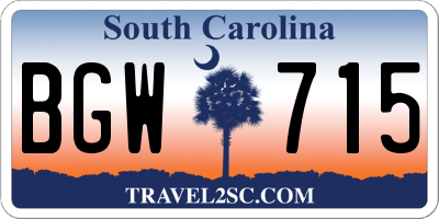 SC license plate BGW715