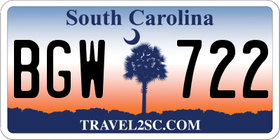 SC license plate BGW722