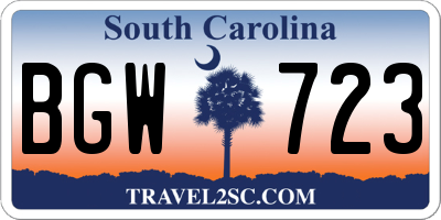 SC license plate BGW723