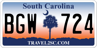 SC license plate BGW724