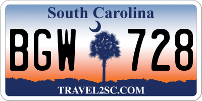 SC license plate BGW728