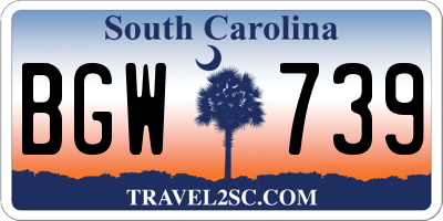 SC license plate BGW739