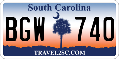 SC license plate BGW740
