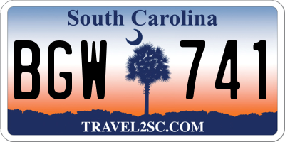SC license plate BGW741