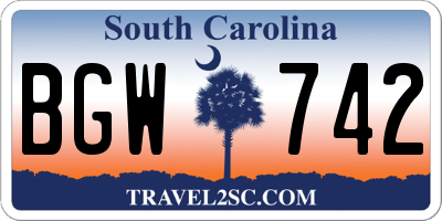 SC license plate BGW742