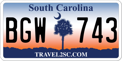 SC license plate BGW743