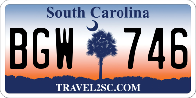 SC license plate BGW746