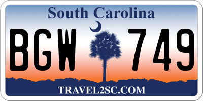 SC license plate BGW749