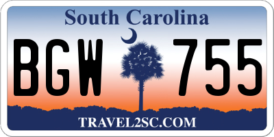 SC license plate BGW755
