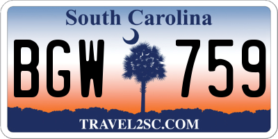 SC license plate BGW759