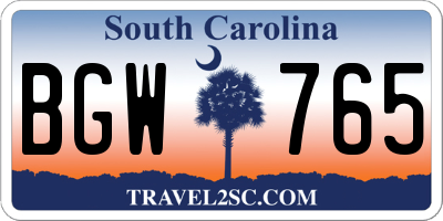 SC license plate BGW765