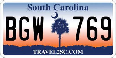 SC license plate BGW769