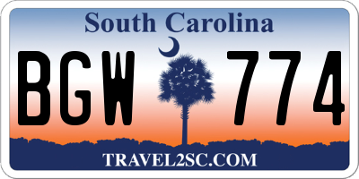 SC license plate BGW774