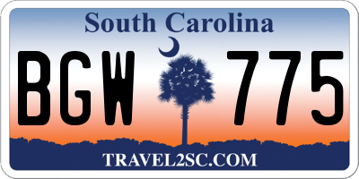 SC license plate BGW775
