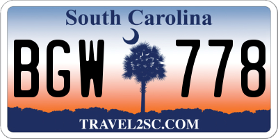 SC license plate BGW778