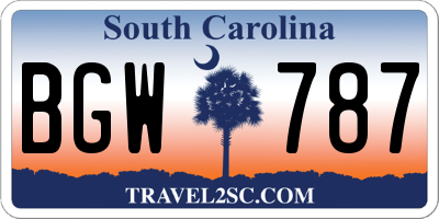SC license plate BGW787