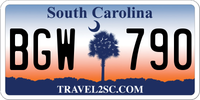 SC license plate BGW790