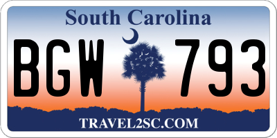 SC license plate BGW793