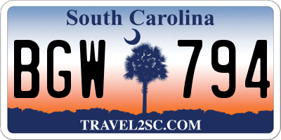 SC license plate BGW794