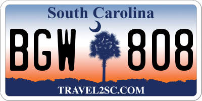 SC license plate BGW808