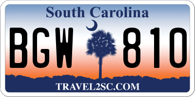 SC license plate BGW810