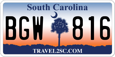 SC license plate BGW816