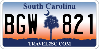 SC license plate BGW821