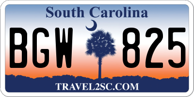 SC license plate BGW825