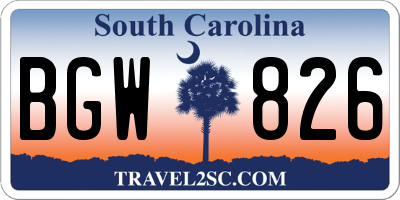 SC license plate BGW826