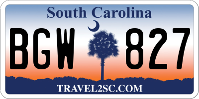 SC license plate BGW827