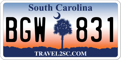 SC license plate BGW831
