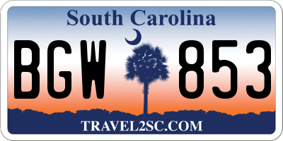 SC license plate BGW853