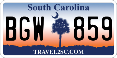 SC license plate BGW859