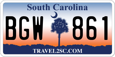SC license plate BGW861