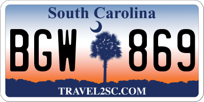 SC license plate BGW869
