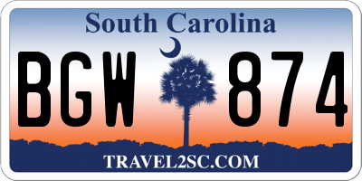 SC license plate BGW874