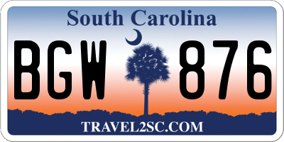 SC license plate BGW876