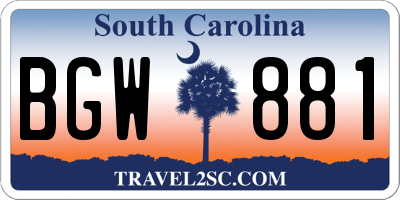 SC license plate BGW881