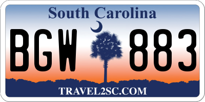 SC license plate BGW883