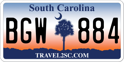 SC license plate BGW884