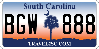 SC license plate BGW888